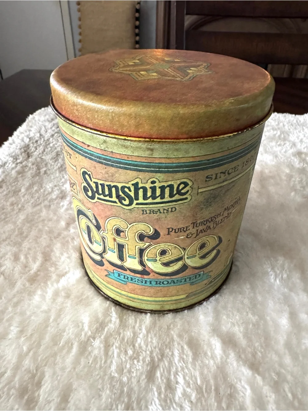 Vintage Sunshine Coffee by Ballonoff Tin Canister collectible farmhouse cottage
